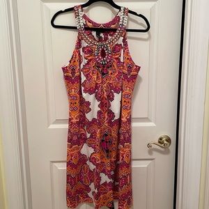Pink and orange paisley dress